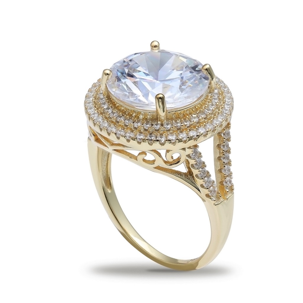 Cubic Zirconia Gold Over Sterling Silver. 7-1/2 Ct. T.W.